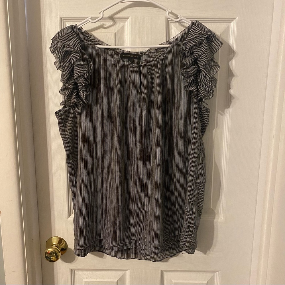 Banana Republic stripe ruffle blouse
